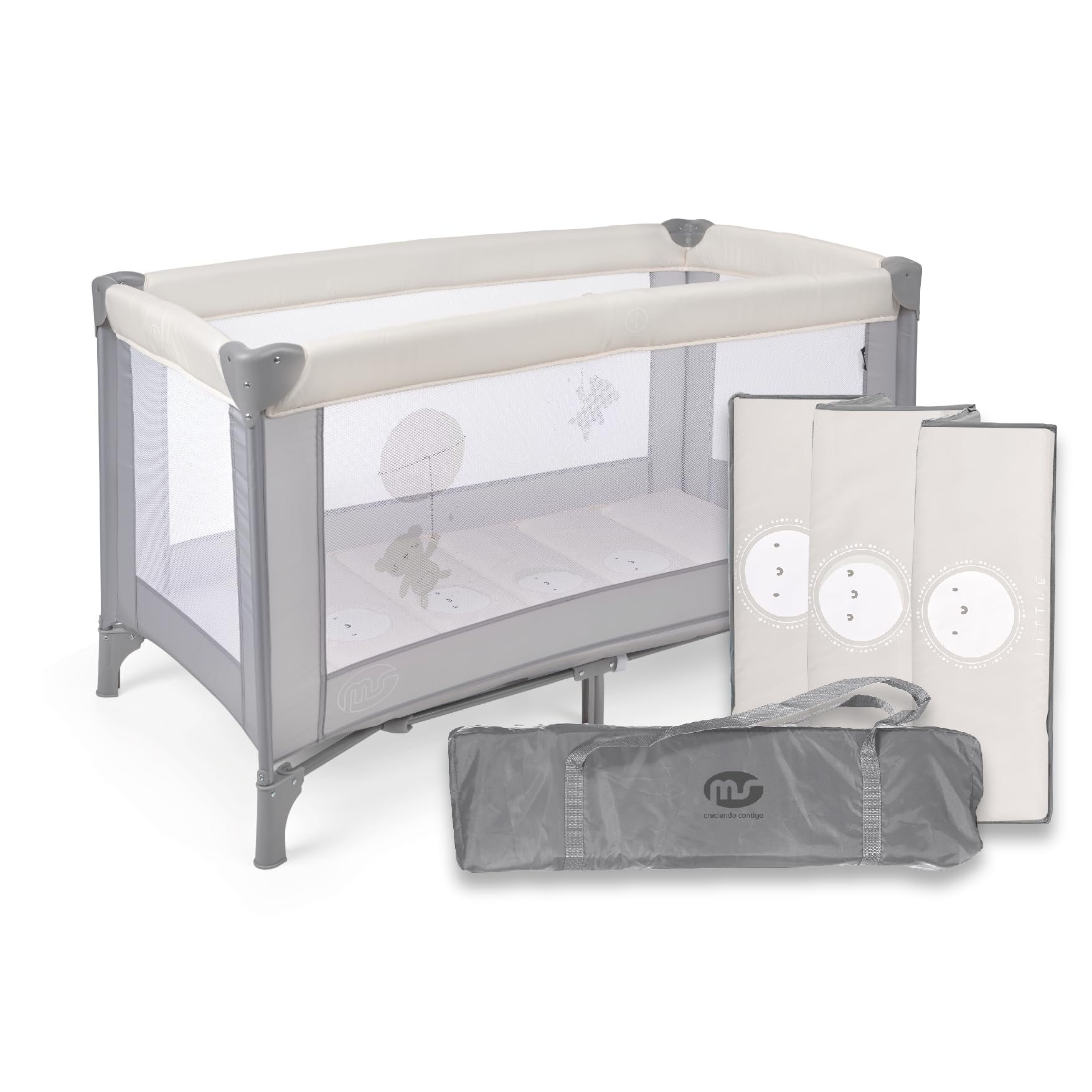 Innovaciones MS 630136 - Reisebett für Babys, 3-teilig, 120 x 60, inkl. Matratze und Transporttasche, von 0+ Monaten bis 15 kg, zusammenklappbar und einfache Montage, leichte und sehr stabile Struktur