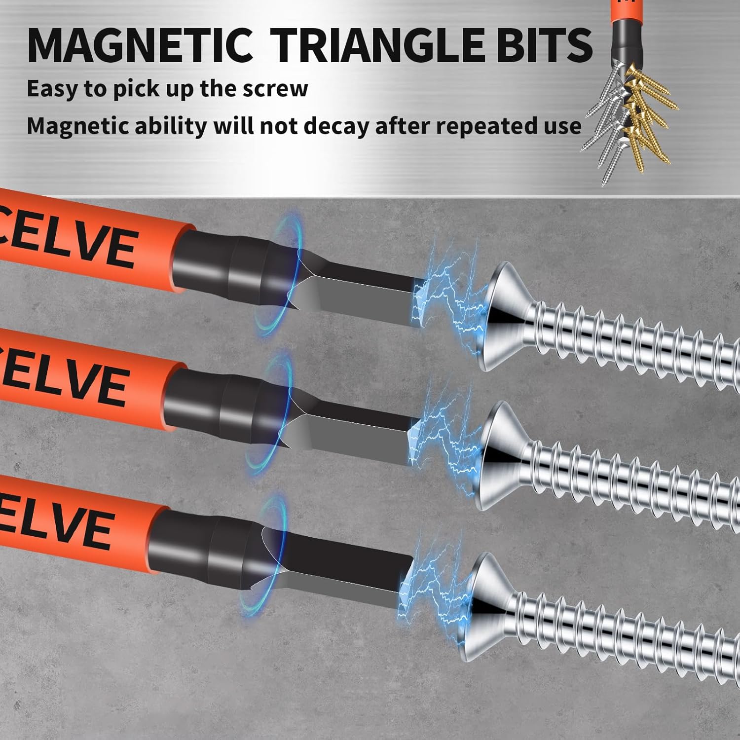 10-Pack Triangle Screwdriver Set - Premium S2 Steel Triangle Bit Set (2.56" Long Magnetic Head) 1/4 Hex-Shank, Sizes: TA12, TA14, TA16, TA18, TA20, TA23, TA25, TA27 (x2), TA30, Professional & DIY Use