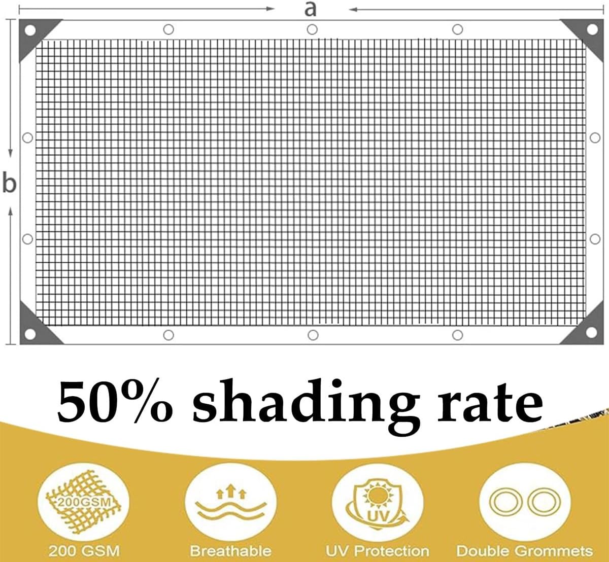 White Shade Cloth for Garden, 50% Mesh Tarp with Grommets Sun Shade Cloth for Greenhouse, Plants Cover, Patio and Chicken Coops, White Shade Net for Outdoor UV Resistant(10x20FT)