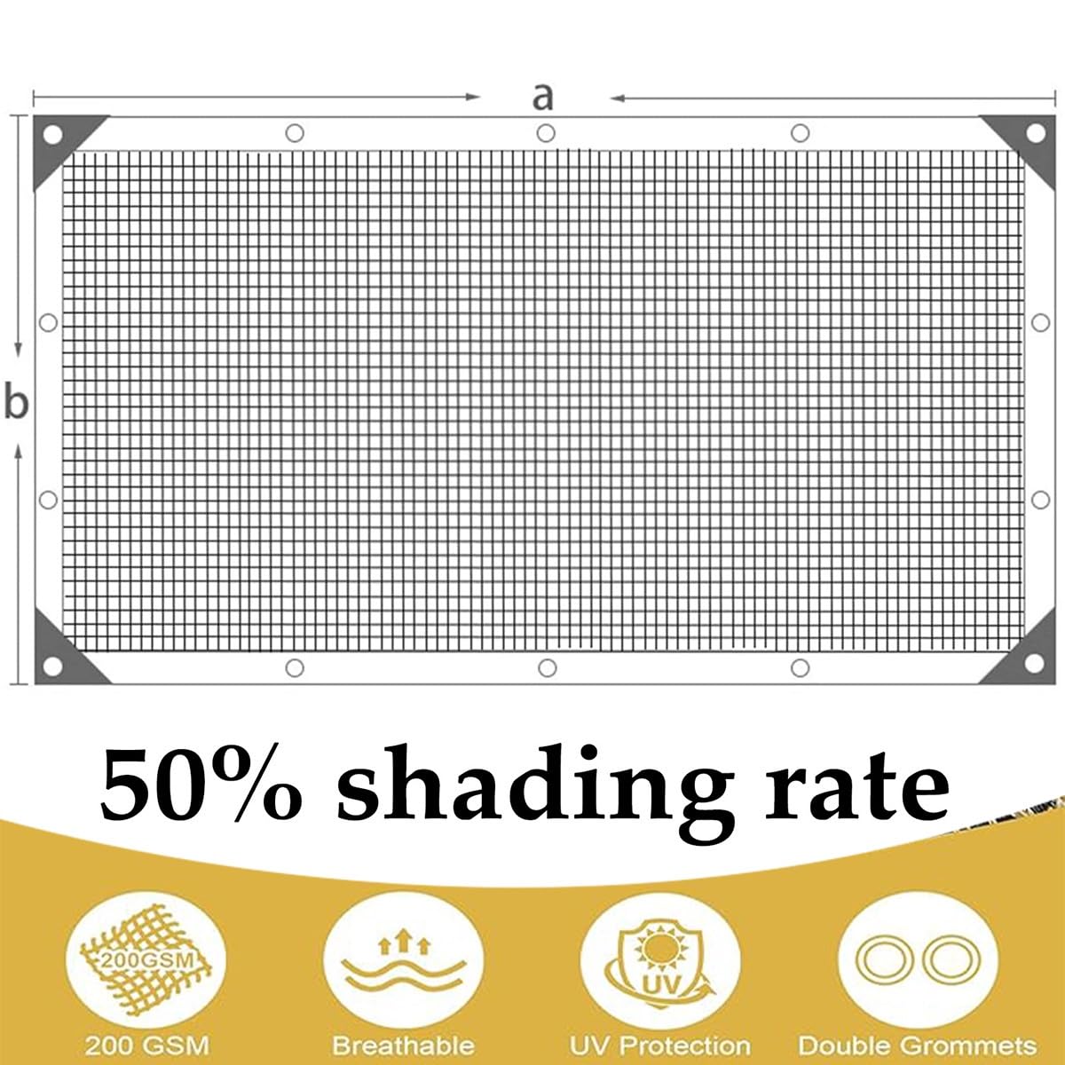 Lona de malla blanca de alta calidad de 12 x 12 pies con ojales – Cubierta de sombra solar resistente a los rayos UV para invernaderos, plantas, patios y malla de pollo al aire libre – Protección