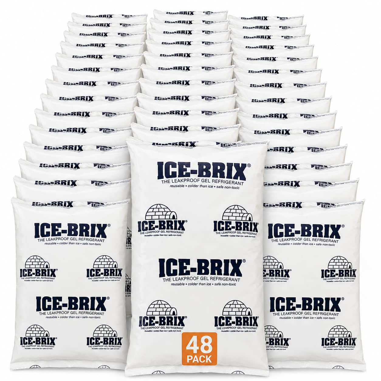ICE-BRIX Reusable Gel Ice Packs for Shipping, 5.5 x 4 x 0.75 in, 6 oz White (48 Pack) - Small Cold Packs for GLP-1 Medication Shipping, Lunch Bags, Small Mailers &amp; Perishables