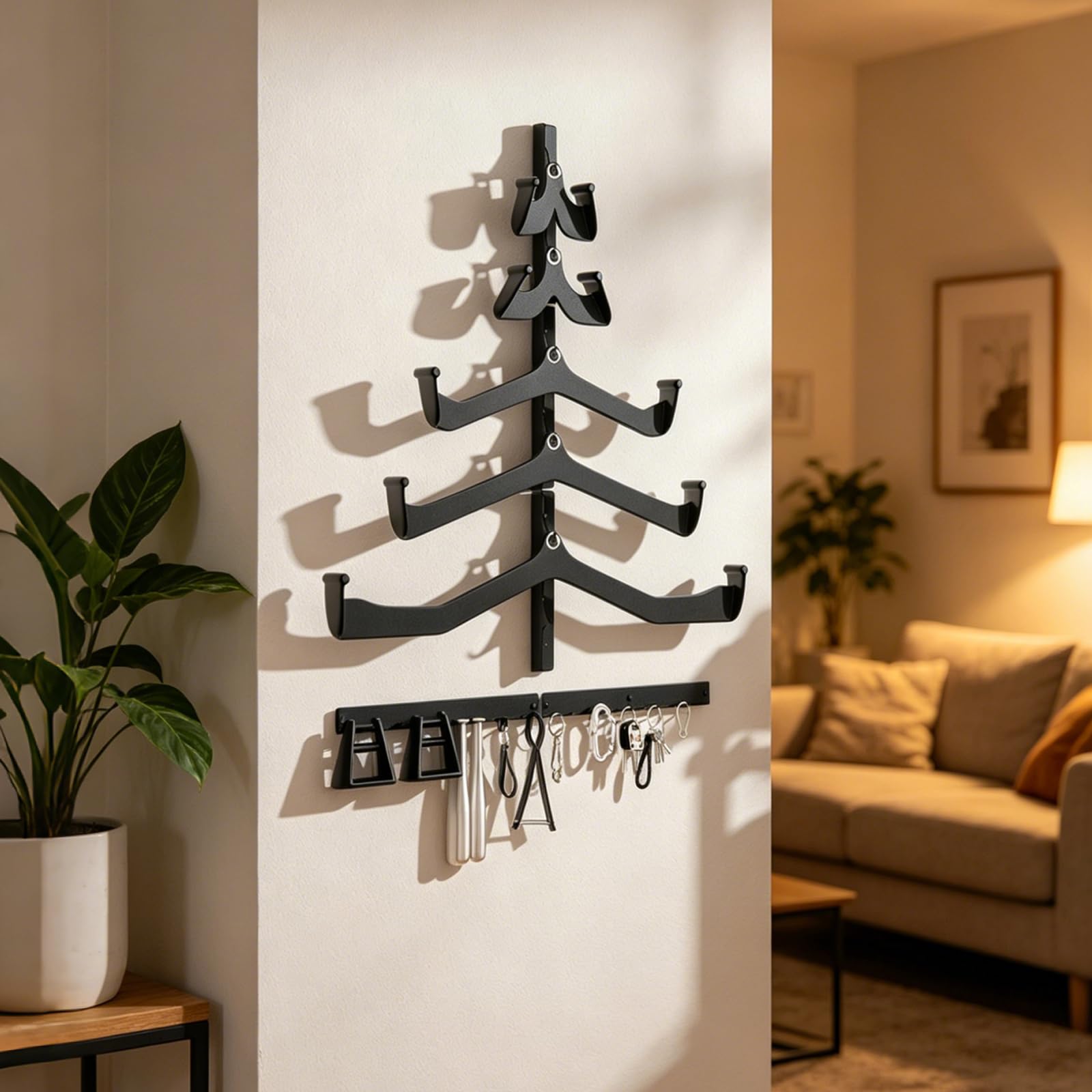 Soporte de pared para barra de dominadas y polea, con soporte para accesorios, para gimnasio en casa, para accesorios de polea, bandas de resistencia, cuerdas para saltar, equipamiento de fitness