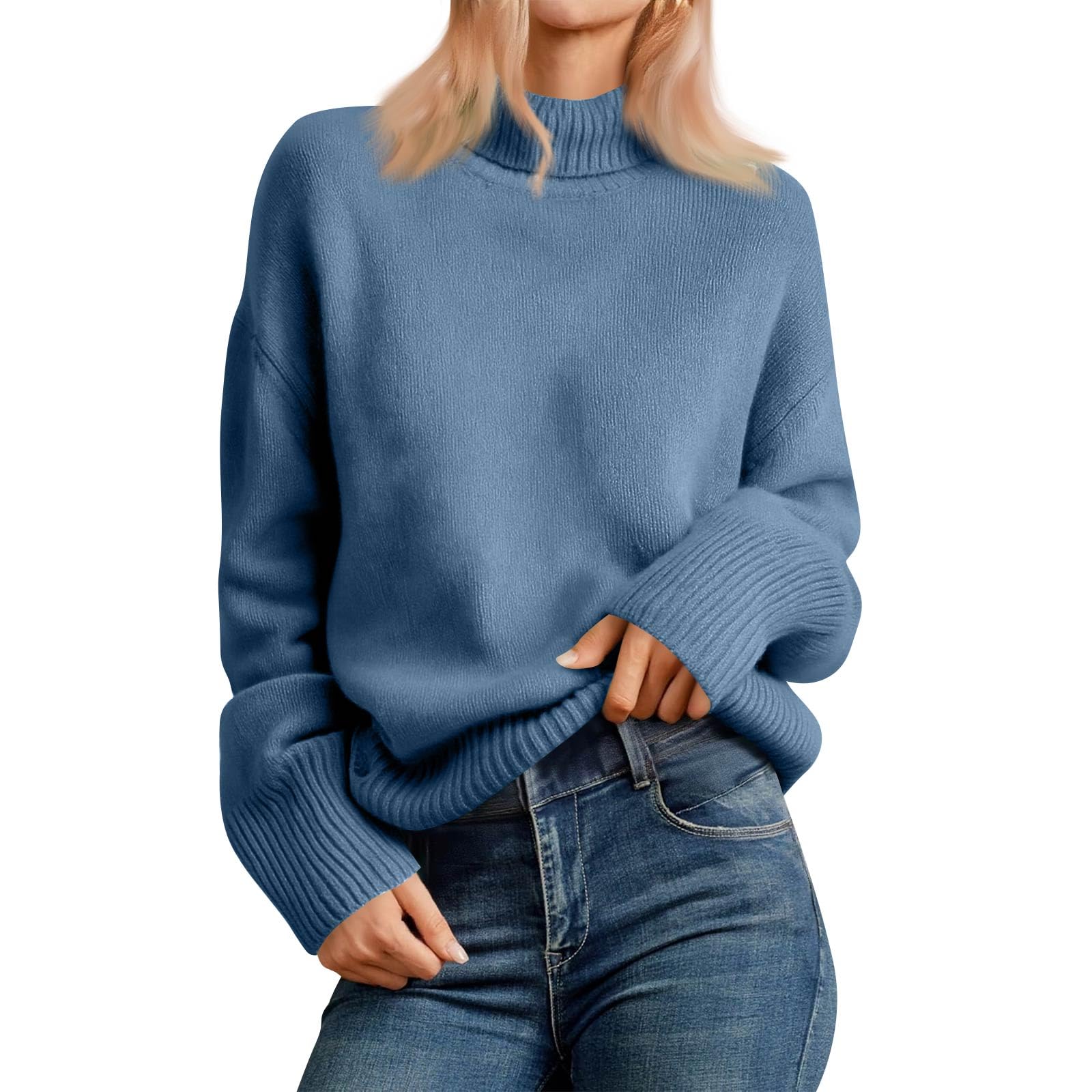 Womens Cashmere Sweater Casual Knitted Turtleneck Soft Jumper Tops Warm Pullover Lightweight Sweaters for Women