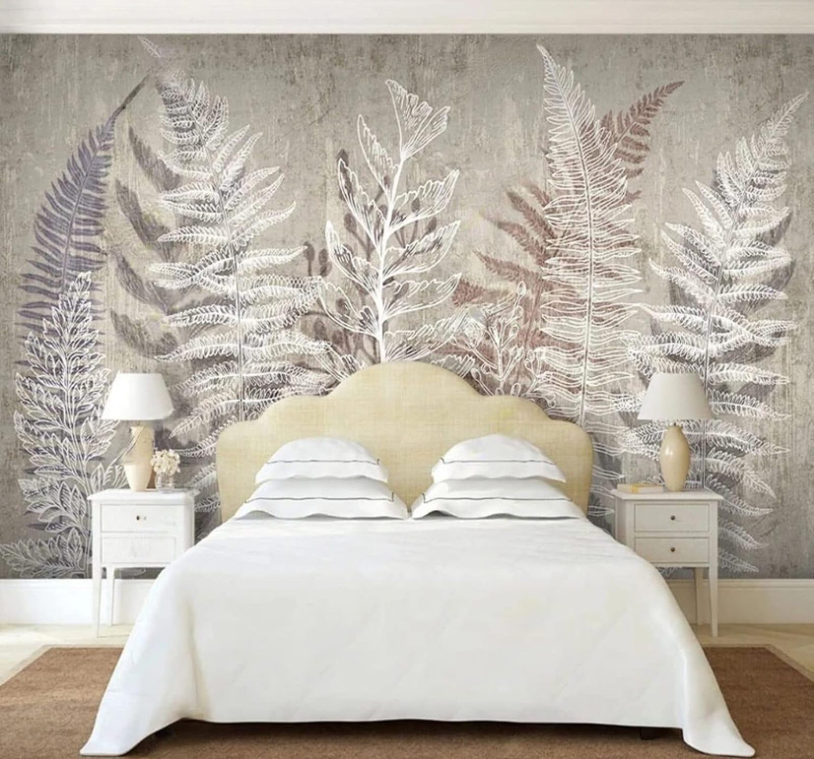 Vintage Brown Lines Plants Leaves 3D Wallpaper Easy Install Feature Office Living Room Sofa Bedroom TV Background Wall Decoration-300cm×210cm