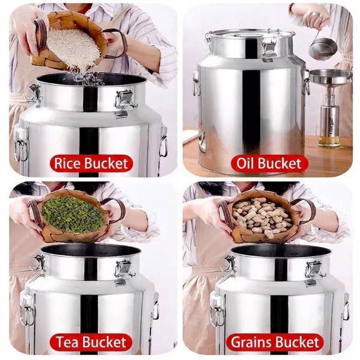 Secchio per Il Latte in Acciaio Inox da 20 Litri con Rubinetto, Secchio in Metallo per Il Vino (11L)