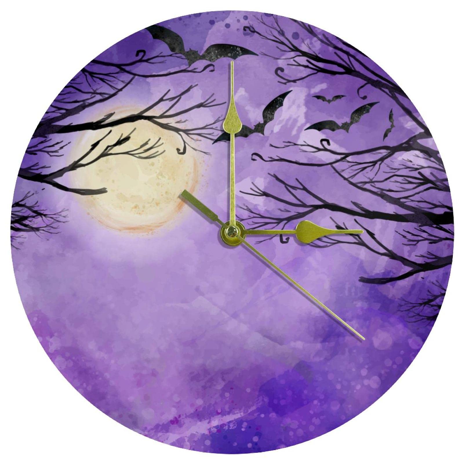 Horloge murale en acrylique décorative violette pour une chambre parentale zen