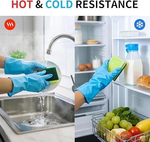 Miniatura 6 de BATHRINS 4 pares de guantes de limpieza + 2 esponjas de cocina, los mejores suministros de limpieza para tu hogar