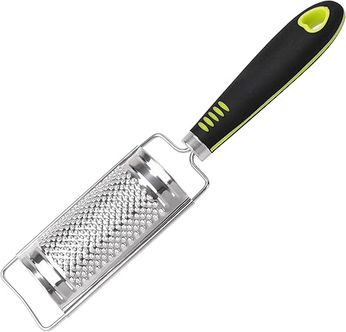 uxcell Rallador de queso de acero inoxidable, rallador de queso con asa, rallador de queso de mano para queso parmesano, verduras, jengibre, ajo,