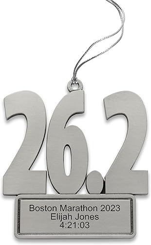 Indiana - Adorno de metal personalizado de maratón 26.2 – Adorno de Navidad personalizado con grabado personalizado, 2.25 pulgadas, adorno de peltre