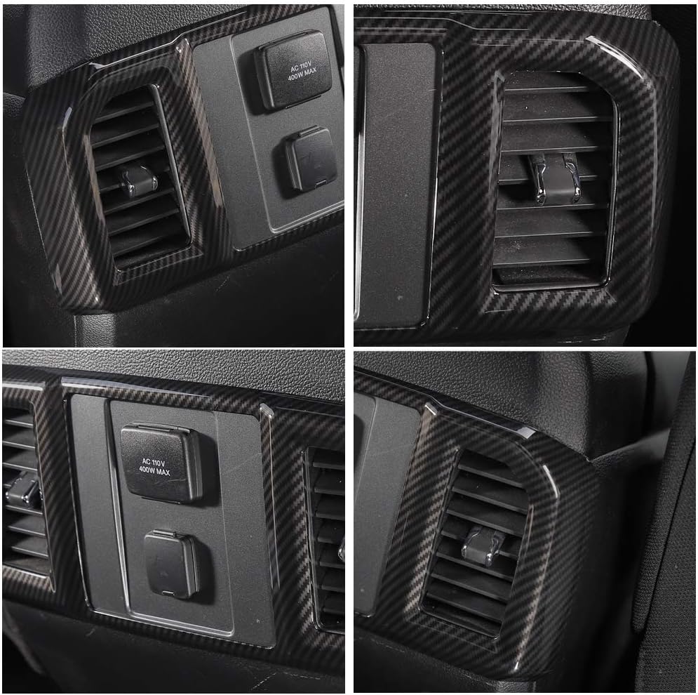 Keptrim for F-150 ABS Carbon Fiber Rear Air Conditioning Vent Outlet Panel Trim for 2016 2017 2018 2019 2020 Ford F150, 1pc