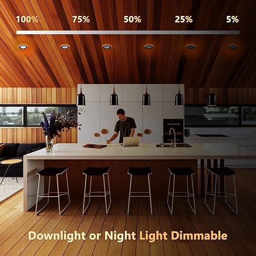 Miniatura 6 de CycevSun Paquete de 16 luces empotrables negras de 4 pulgadas con luz nocturna, lámpara de techo ultrafina sin lata con caja de conexiones,