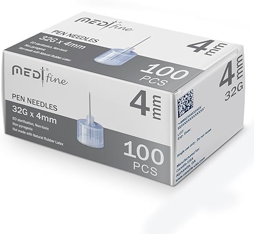 MedtFine Agujas para bolĂgrafo de insulina 32G 0157in MedtFine Agujas para bolĂgrafo de insulina 32G 0157in