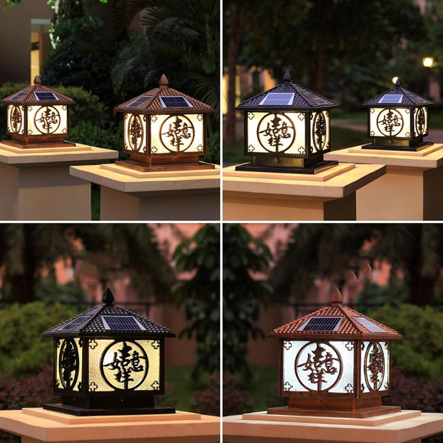 Zewnętrzna lampa filarowa Wodoodporna lampa filarowa solarna Zewnętrzna lampa ogrodowa Oświetlenie kanałowe do dekoracji krajobrazu(Bronze,40CM)