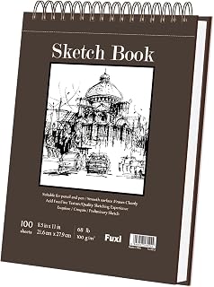 Fuxi 8.5x11 Spiral Sketchbook - 100 Sheets 68lb/100gsm Acid-Free Paper, Hard Cover Drawing Pad for Artists, Kids, Teens & Adults