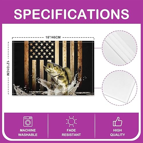 Miniatura 8 de Juego de 4 manteles individuales abstractos con diseño de pez degradado azul con vista al lago bajo el agua, para niños, adolescentes, adultos,