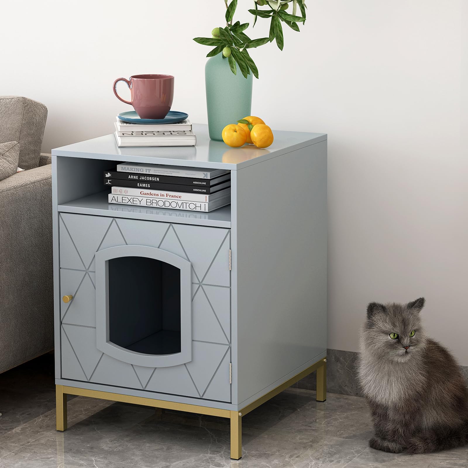 beeNbkks Cat Litter Box Furniture, Cat Washroom Hidden