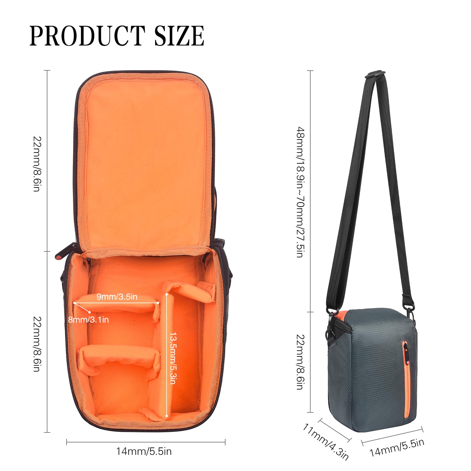 FOSOTO Bolsas para Cámaras Compactas, Bolsa de Cámara de inserción Quick Access para SLR, Zoom Lens, Cables y Accesorios Compatible con Nikon Canon, Sony Fuji para SLR/DSLR