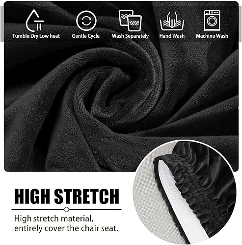 Miniatura 3 de XMNTG Juego de 4 fundas elásticas de terciopelo negro para silla con respaldo de ala, súper suave, reutilizables, lavables, protectores de silla