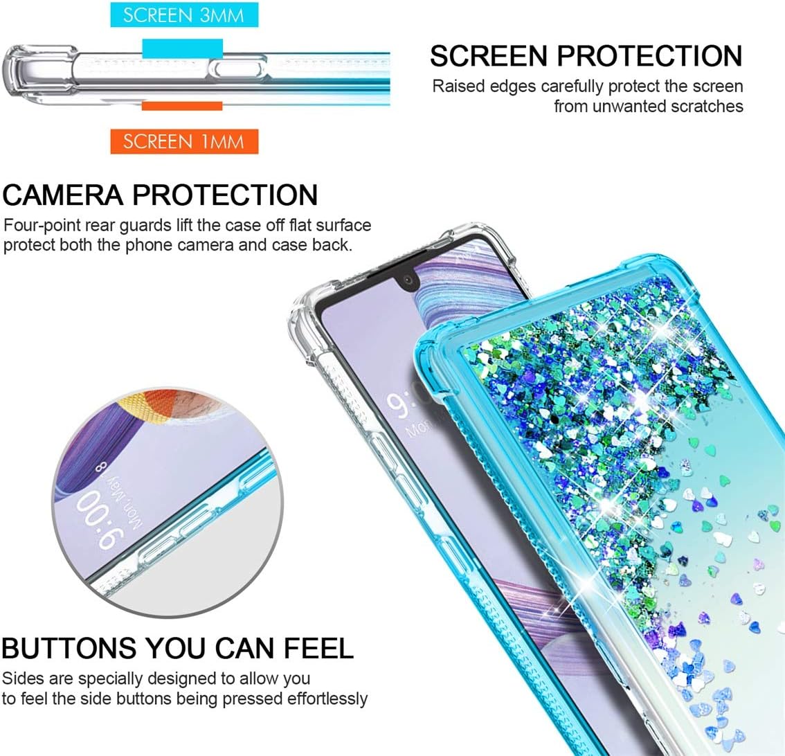 Tmacker LG Stylo 6 Case,LG Stylo 6 Phone Case,TPU Glitter Quicksand Shockproof Protective Phone Cover for Girls Women-Teal