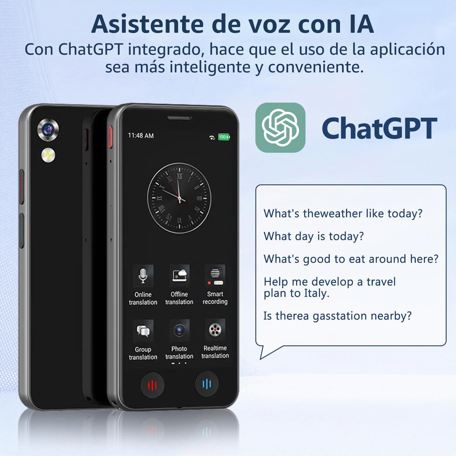 Dispositivo traductor de idiomas de IA, 139 idiomas en línea y fuera de línea, 98% de precisión, traducción instantánea de fotos de texto de voz de 0,2 s, traductor instantáneo portátil de 5