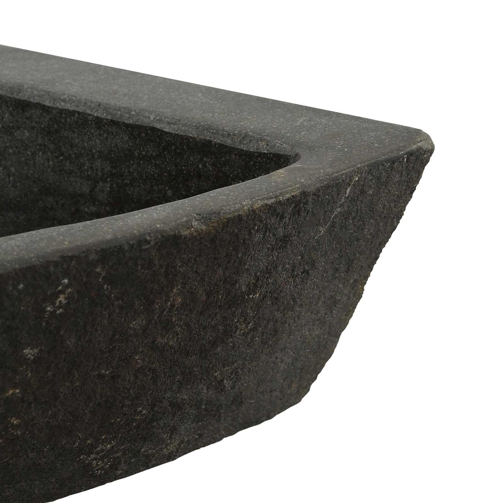 Lavabo esquinero de piedra fluvial gris, 38-45 x 38-45 x 12 cm