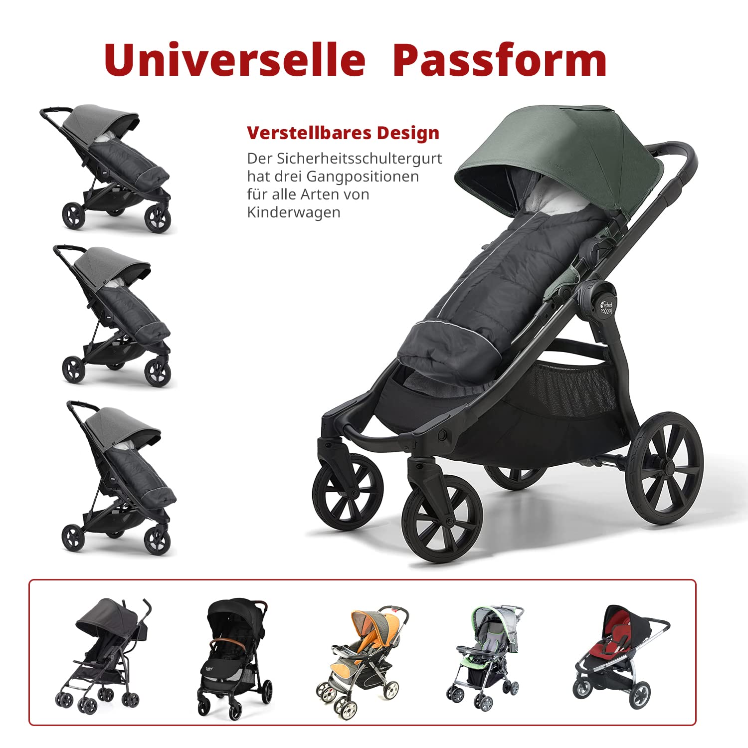 Chancelière Bébé Poussette Afenau Noire - Couverture Hiver Universelle Imperméable 100cm