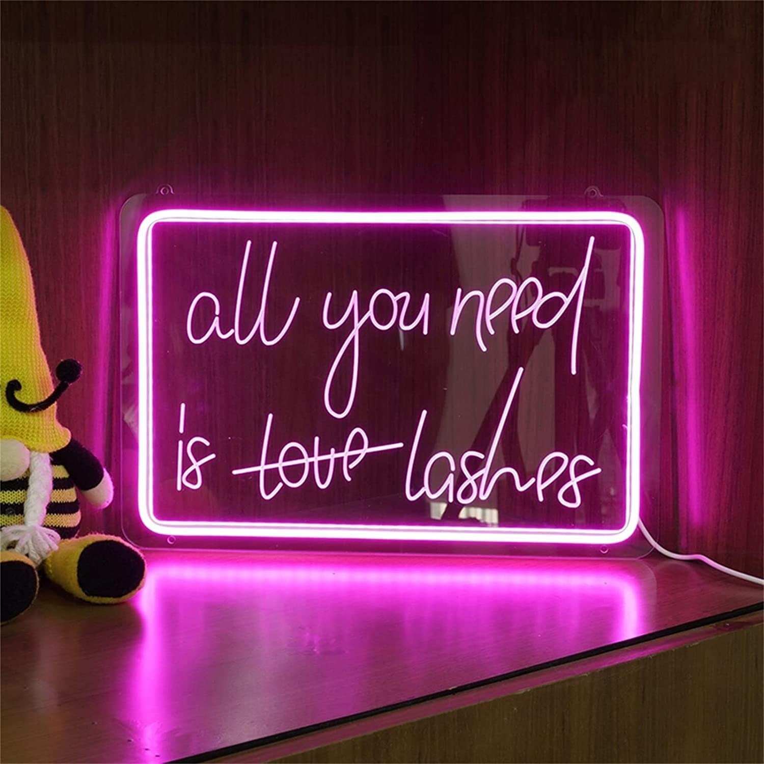 Letrero de neón LED for salón de Belleza, decoración de pestañas Personalizadas, Luces de Noche Rosas, Luces de neón USB, Letrero Luminoso for Colgar en la Pared, 30x20cm (Size : 30x20cm)