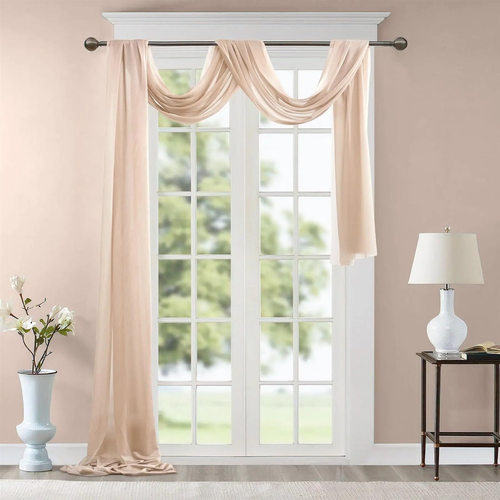 Dekoracje ślubne z zasłon, Tkanina drapowana na łuk ślubny Szyfonowe przezroczyste zasłony Wielokolorowe Wiele rozmiarów Party Bridal(Light Pink,75x1000cm)
