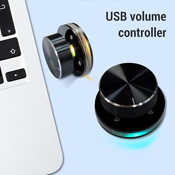 Estink USB Volume Knob PC USB Volume Control Knob, RGB Lights Type C Interface 360 Degree Rotating Swivel for Android Desktop PC Laptop Tablet Cell Phone Multimedia Adjustment