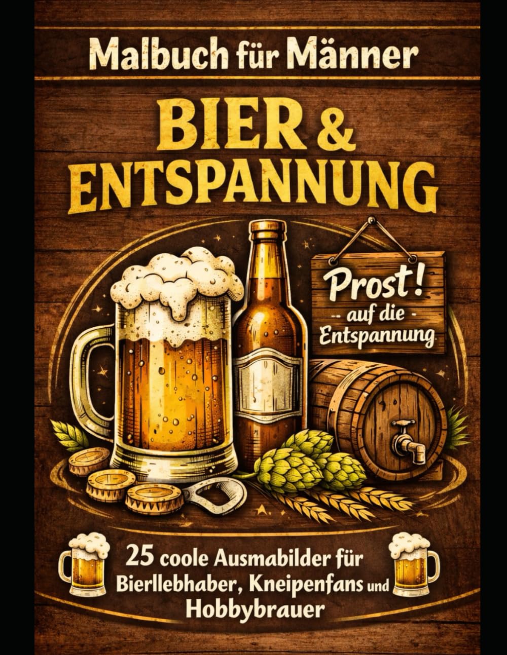 Malbuch für Männer – Bier & Entspannung 25 lustige Ausmalbilder für Bierliebhaber | Geschenk für Männer, Männerabend & Grillfans