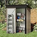Rankok Outdoor Storage Shed 5X3 FT Small Outside Sheds & Outdoor Storage Anti-Corrosion Metal Shed Waterproof Outdoor Storage Cabinet with Door & Lock for Backyard Patio Lawn (Brown)