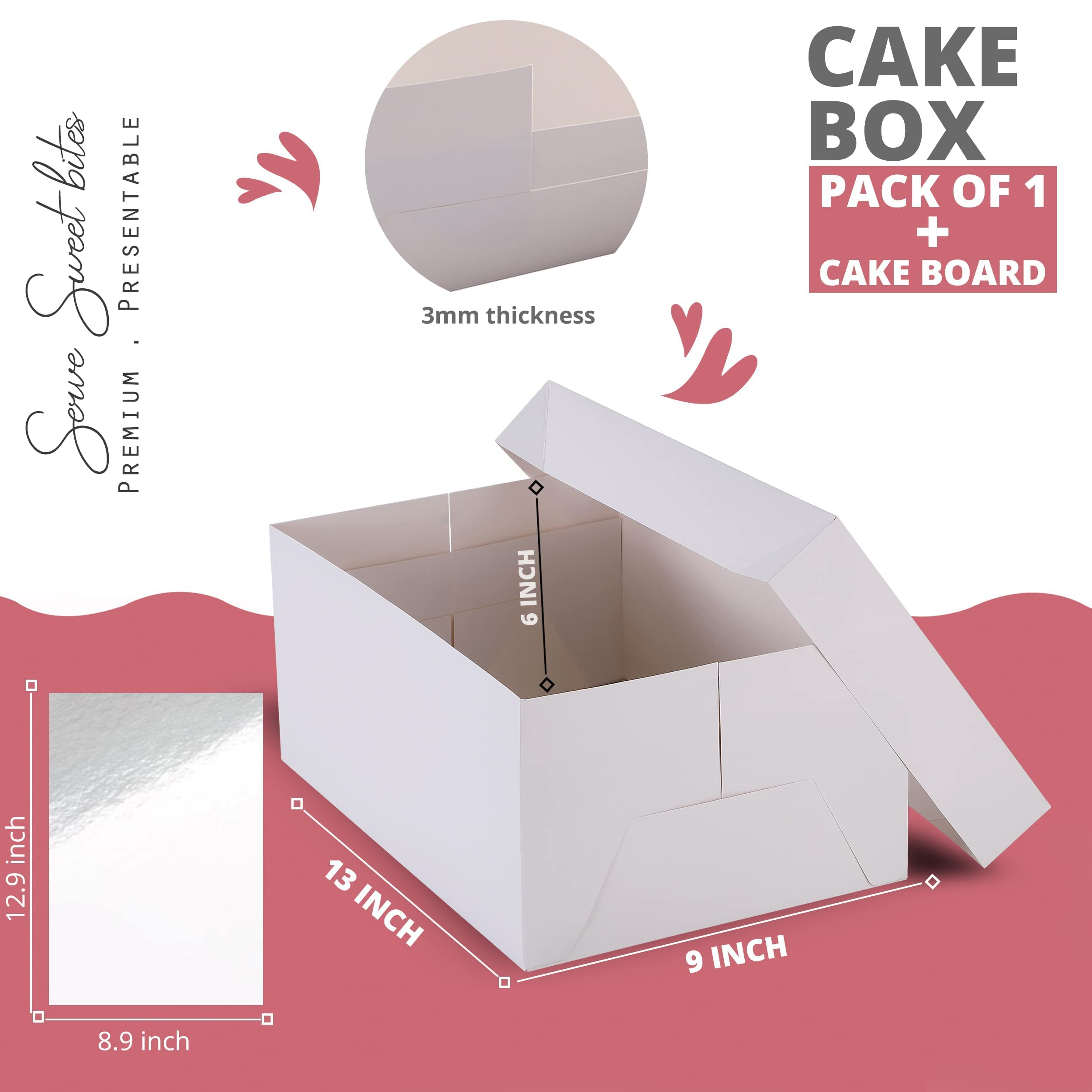 Oxrific 13 Inch Cake Box with Window White Paper Bakery Cake Board and
