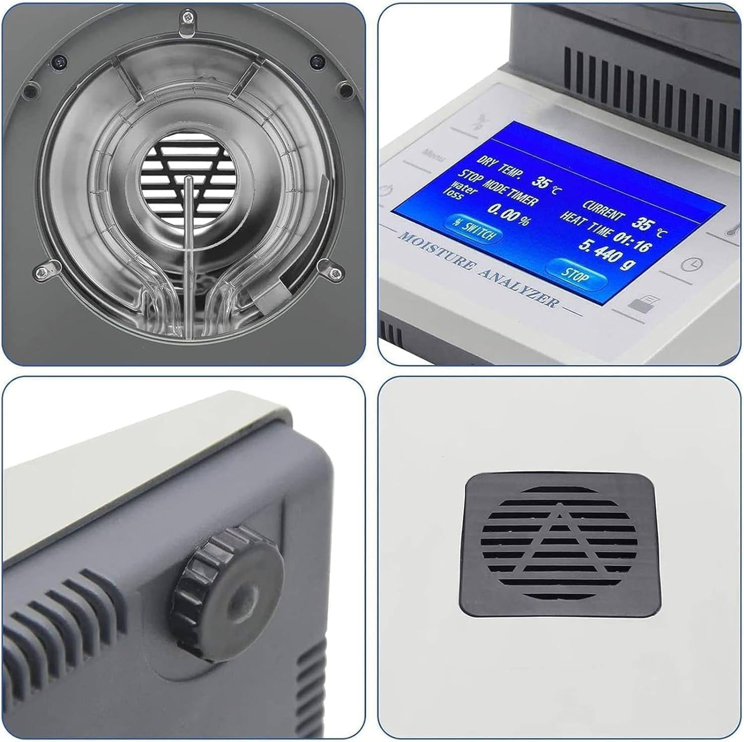 High Precision Digital Touch Screen Lab Moisture Analyzer Halogen, 50gx0.002g Quick Test for Agriculture, Medicine, Plastic - Fast & Accurate Testing