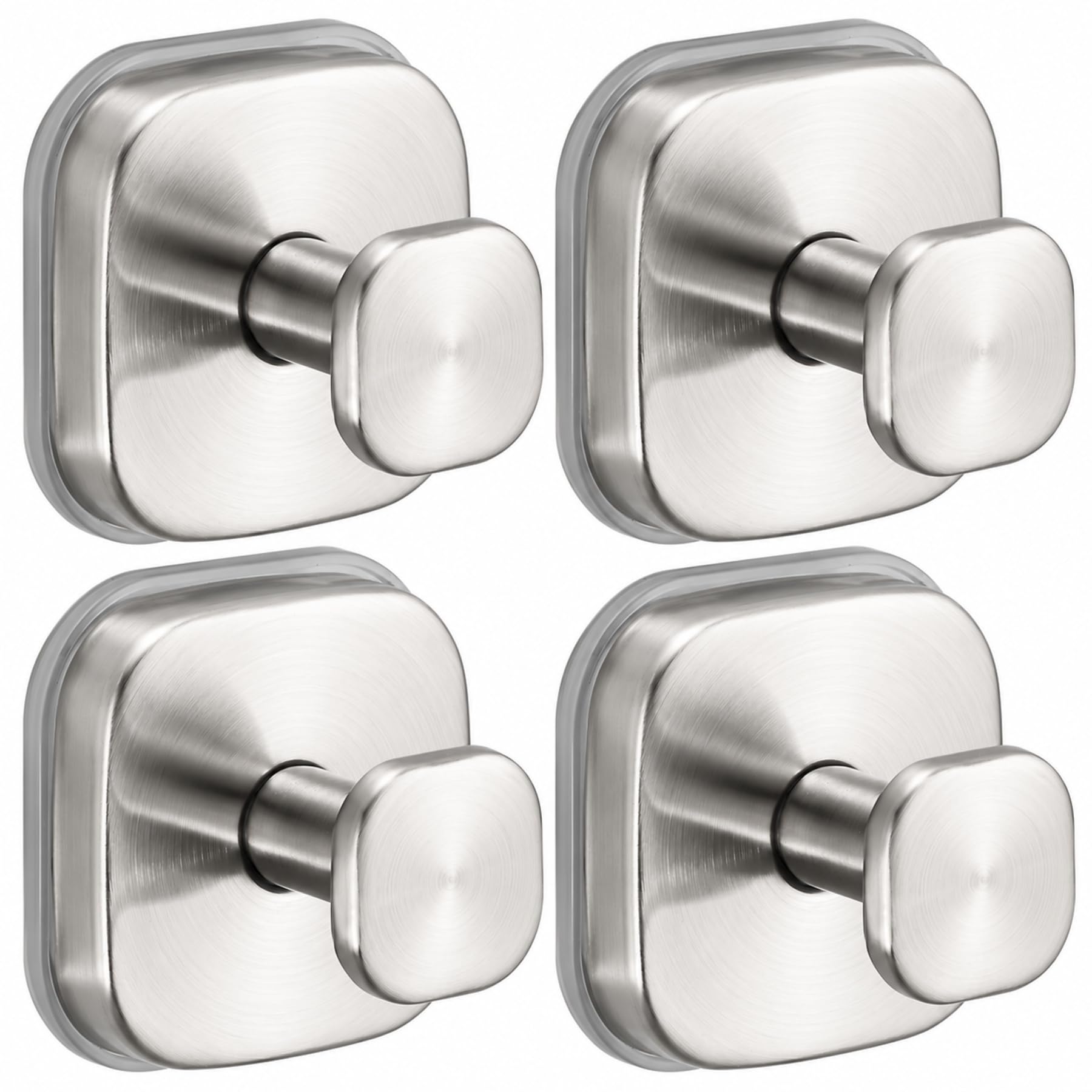 Suction Cup Hooks for Shower, Bathroom Towel, Robe and Loofah Storage(4, Brushed Nickel)
