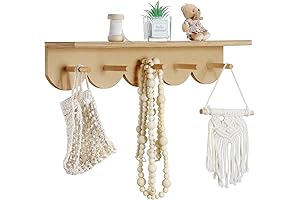 Pinkunn Scalloped Floating Wall Shelves with Hooks