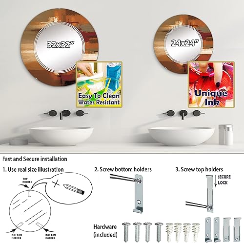 Miniatura 9 de DesignQ Chocolate City at Horizon III- Vanity Mirror, Bathroom Mirrors, Wall Mirrors for Living Room, Bedroom - Round Mirror - Large 24'x24', 32'x32'