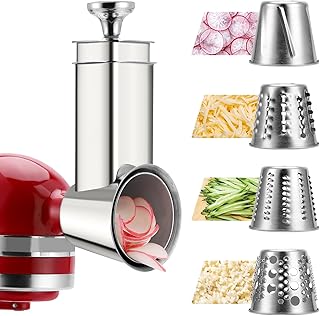 Stainless Steel Slicer Shredder Attachment for KitchenAid Mixers, Dishwa...