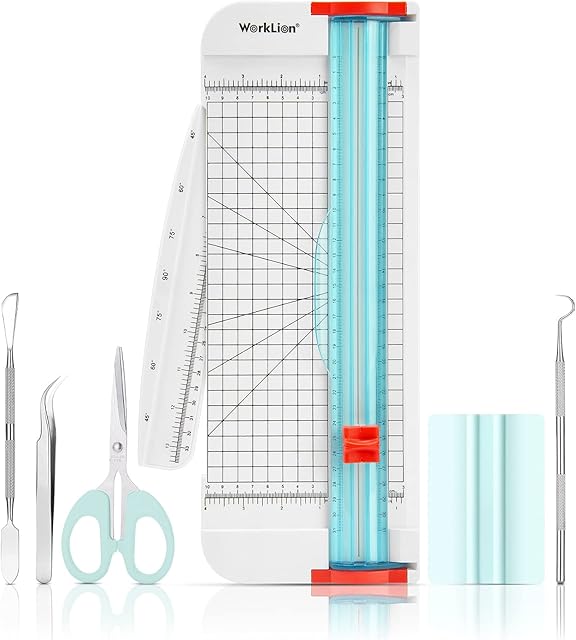 WORKLION Essential Tool Set Assorted: Vinyl Weeding Craft Basic kit and 12 inch Paper Cutter for Weeding Vinyl & Cricut & Silhouettes & Cameos & Lettering