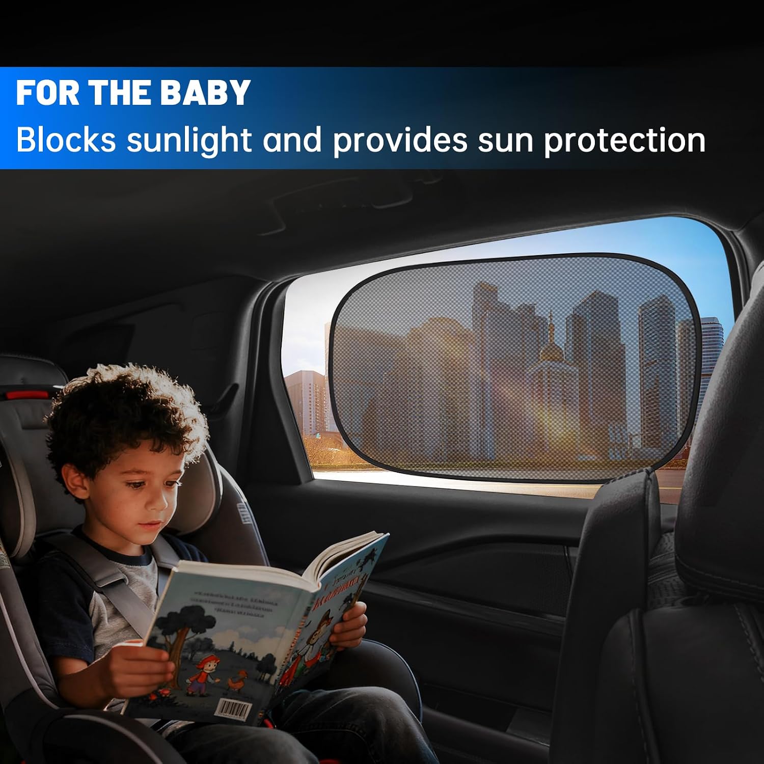 4 PCS Universal Car Window Shades for Baby, 20"x12" Static Cling Mesh Car Shades for Side Windows, Easy Fold UV & Sun Protection Window Covers for Family Travel