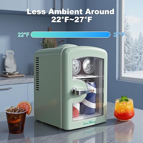 Miniatura 2 de Iceblue Mini nevera, pequeño refrigerador con ventana de visión, 4 litros/6 latas, refrigerador pequeño compacto para belleza y bebidas,