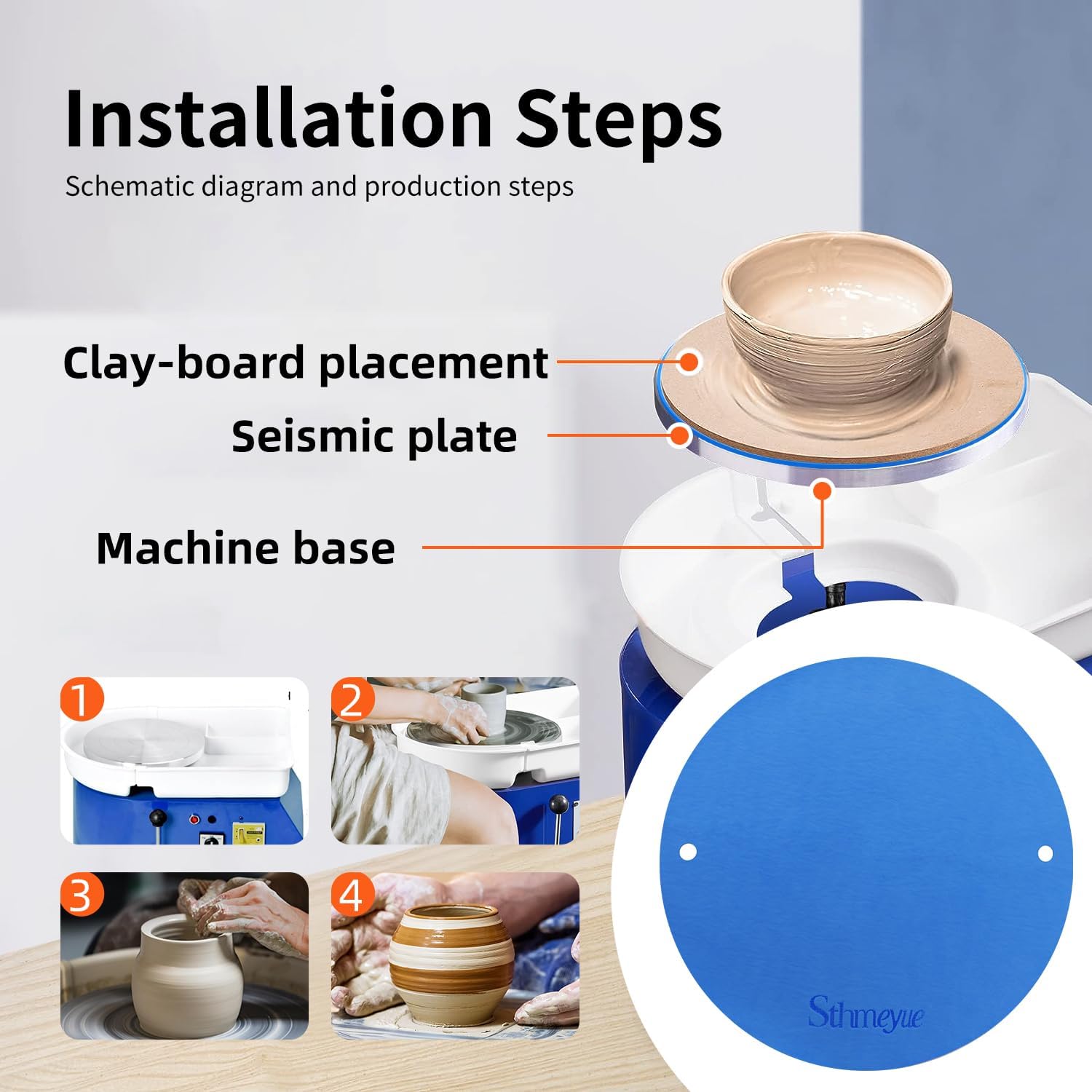 Batmate Tapis Rond En PVC Durable Pour Lancer De L'argile Pour Poterie