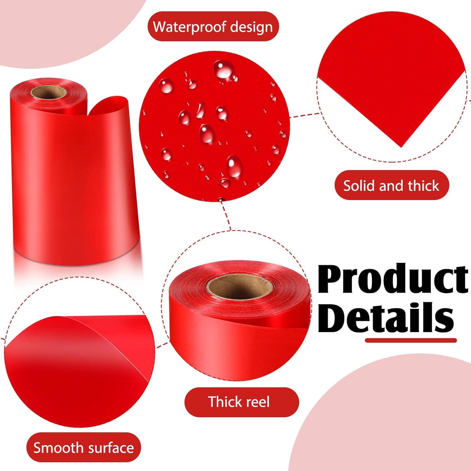 Syhood Outdoor Leaf Ribbon Floral Satin Ribbon for Crafts Aspidistra Waterproof Holiday Outdoor Decoration(8 Inch X 54 Yards,Red)