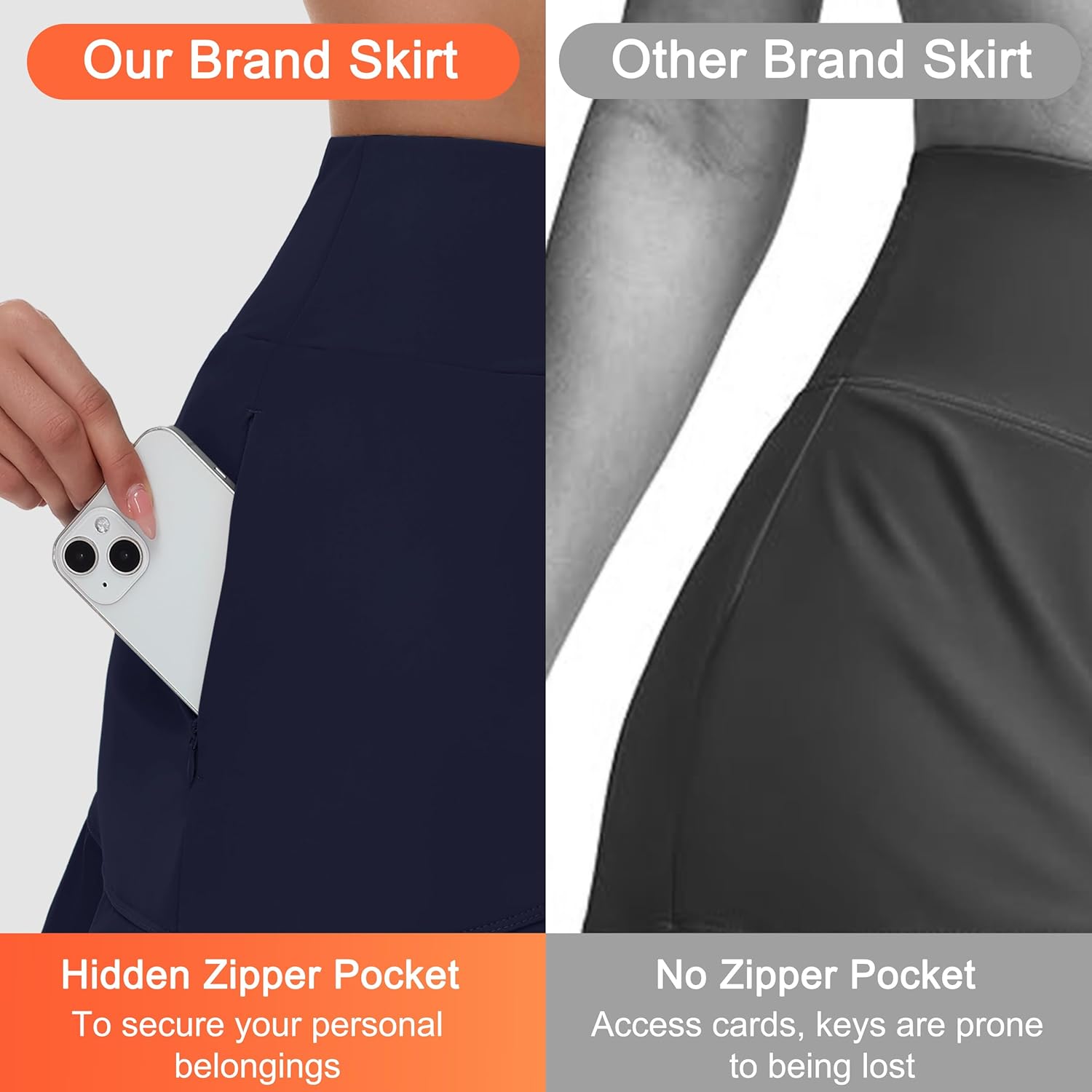 Swim Skirts for Women Tummy Control - High Waisted Ruffle Tankini Swimsuit Bathing Suit Bottoms with Zipper Pocket - Image 4