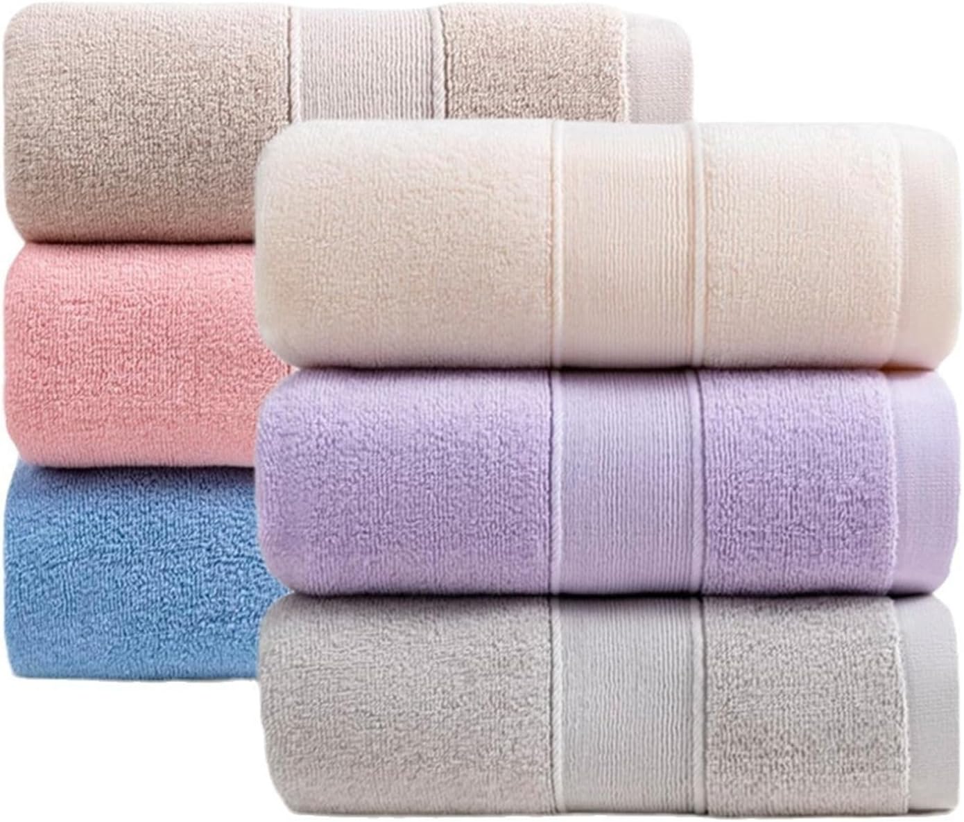 3-Pack Soft Cotton Bath Towels, Absorbent Face Towels and Washcloths(Blue)