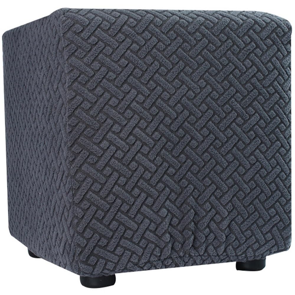 Square Footstool Cover 50x 50/60 x 60cm Stretch Jacquard Ottoman Cover Thicker Large Stretch Pouffe Cover Anti-Slip Foot Stool Slipcovers With Elastic Bottom, Machine Washable ( Color : #2 , Size : 40