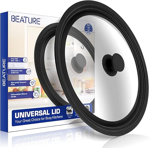 Miniatura 9 de Tapa universal para ollas, sartenes y sartenes, tapa de vidrio templado con borde de silicona resistente al calor que se adapta a utensilios de