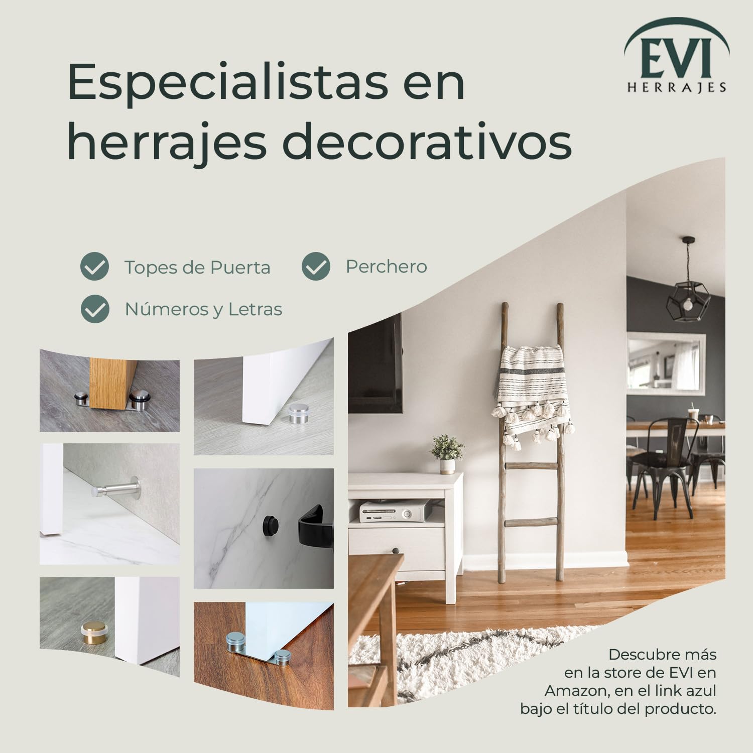 EVI Herrajes | Pack 2 Topes de Puerta | Ø24x35mm | Acero Inoxidable | Goma Negra | Incluye Tornillo + Taco de Sujeción | Mod. I-18124X35-CB