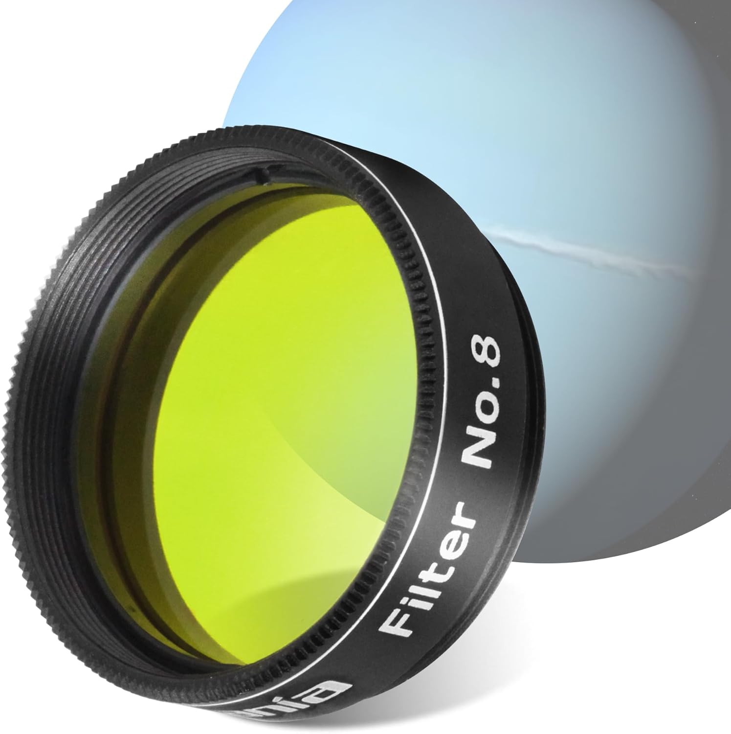 Astromania Telescope Filter, Planetary Filter with Metal Frame for Astronomical Telescope Eyepiece, 2 Inch Telescope #8 Yellow Color Filter for Enhancing Contrast in Lunar Planetary Observation