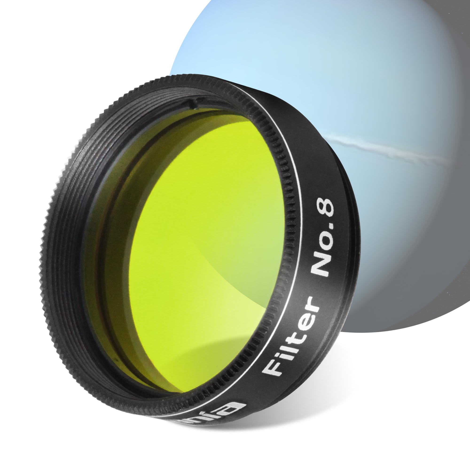 Astromania Telescope Filter, Planetary Filter with Metal Frame for Astronomical Telescope Eyepiece, 1.25 Inch Telescope #8 Yellow Color Filter for