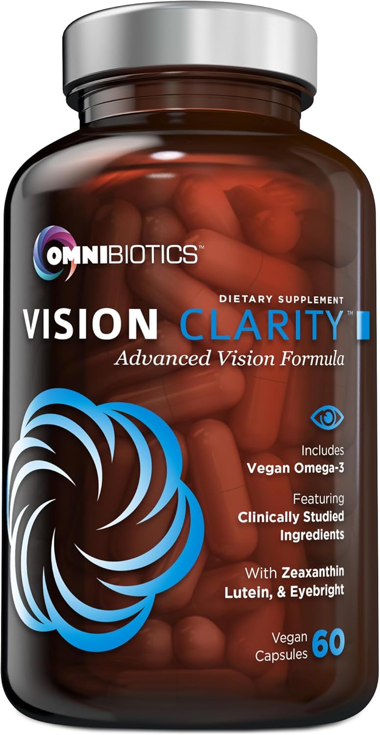 OmniBiotics Vision Clarity Eye Vitamin and Mineral Supplement – Lutein and Zeaxanthin Macular Health Supplement for Adults – 60 Vegan Capsules